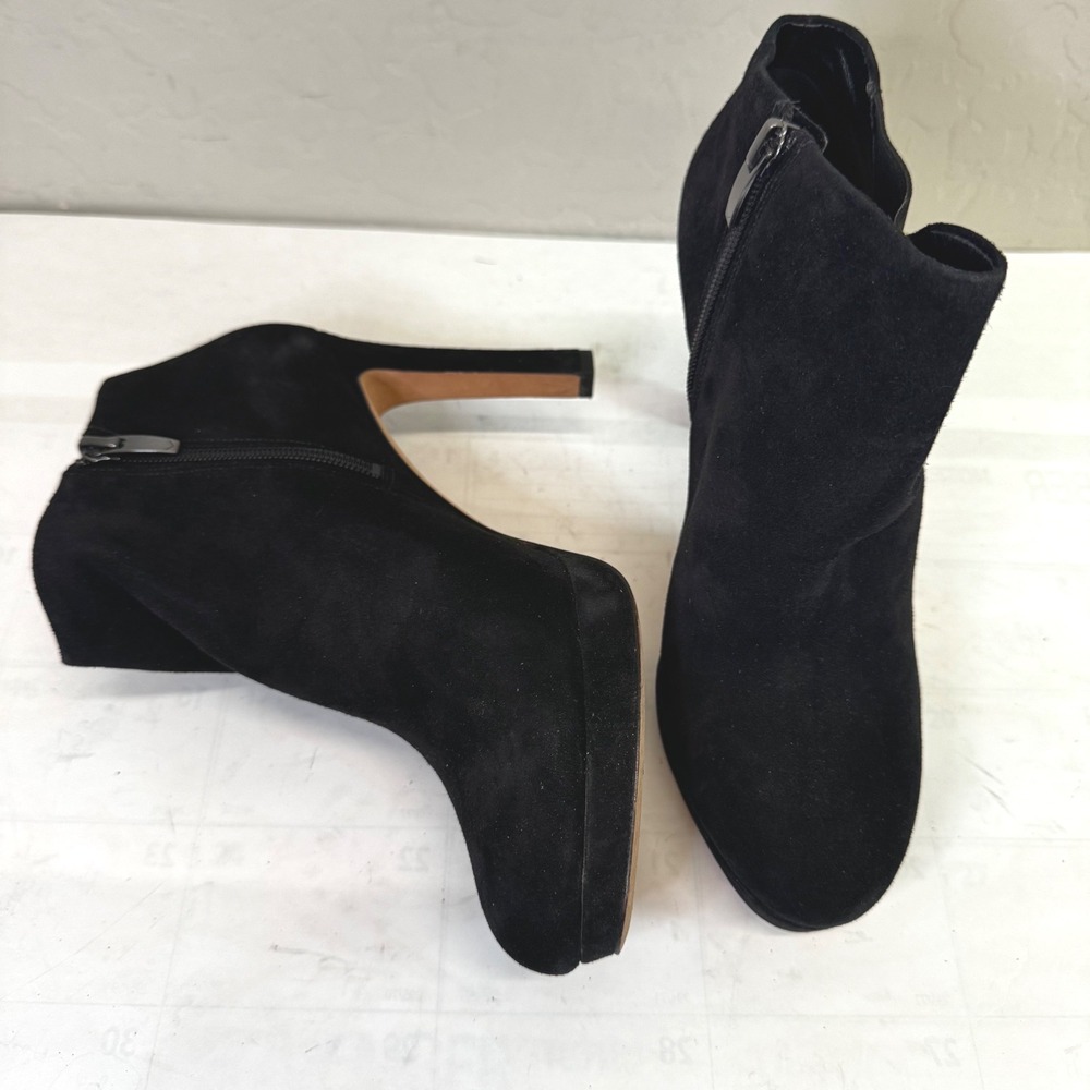Via Spiga Women 7.5M EU37.5 Black Suede Ankle Boot Stiletto Heel Platform Bootie